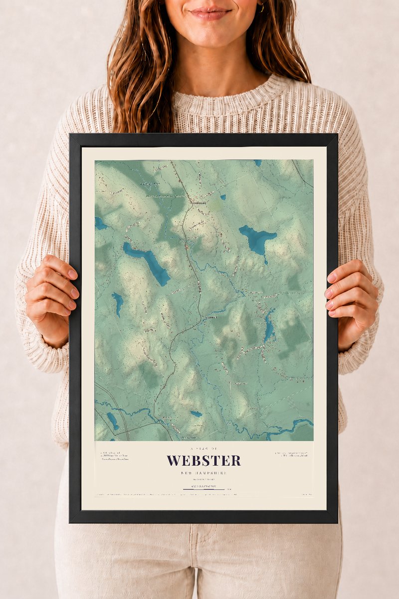 NH Current Atlas 2026 | Webster | 12" x 18" | W/ Black Ayous Wood Frame