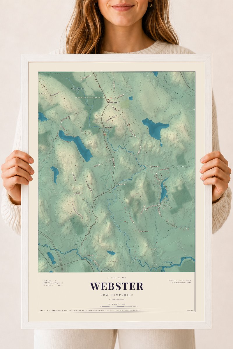 NH Current Atlas 2026 | Webster | 18" x 24" | W/ White Ayous Wood Frame