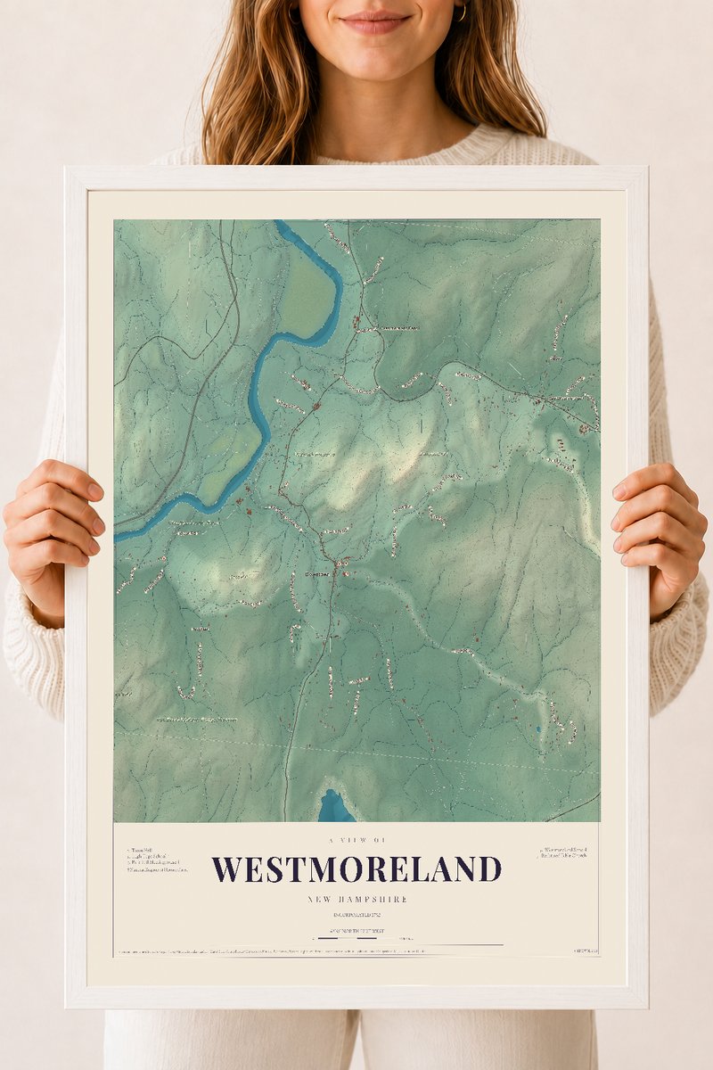NH Current Atlas 2026 | Westmoreland | 18" x 24" | W/ White Ayous Wood Frame