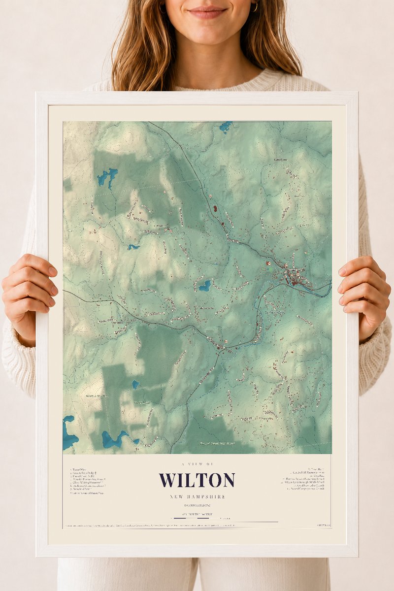 NH Current Atlas 2026 | Wilton | 18" x 24" | W/ White Ayous Wood Frame