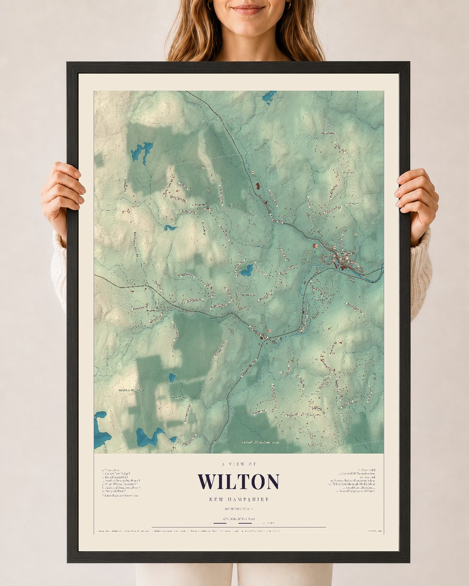 NH Current Atlas 2026 | Wilton | 24" x 36" | W/ Black Ayous Wood Frame