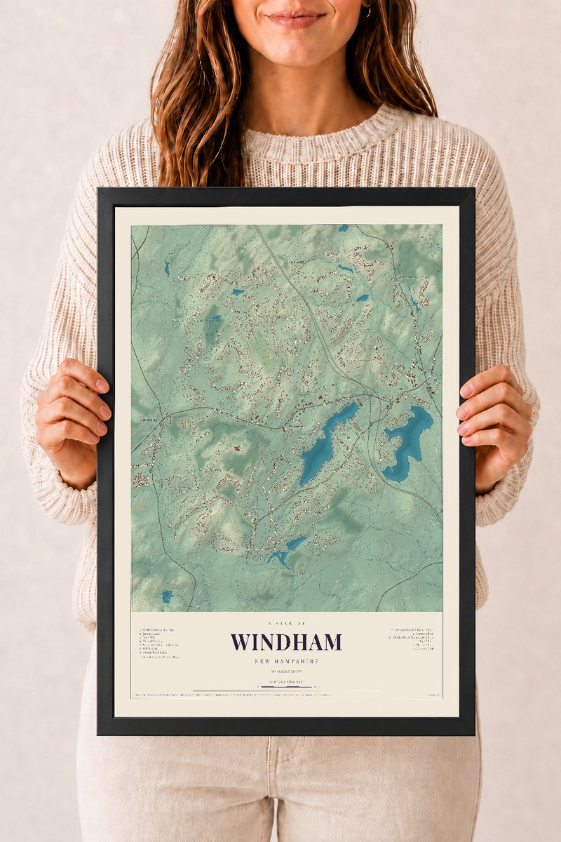 NH Current Atlas 2026 | Windham | 12" x 18" | W/ Black Ayous Wood Frame