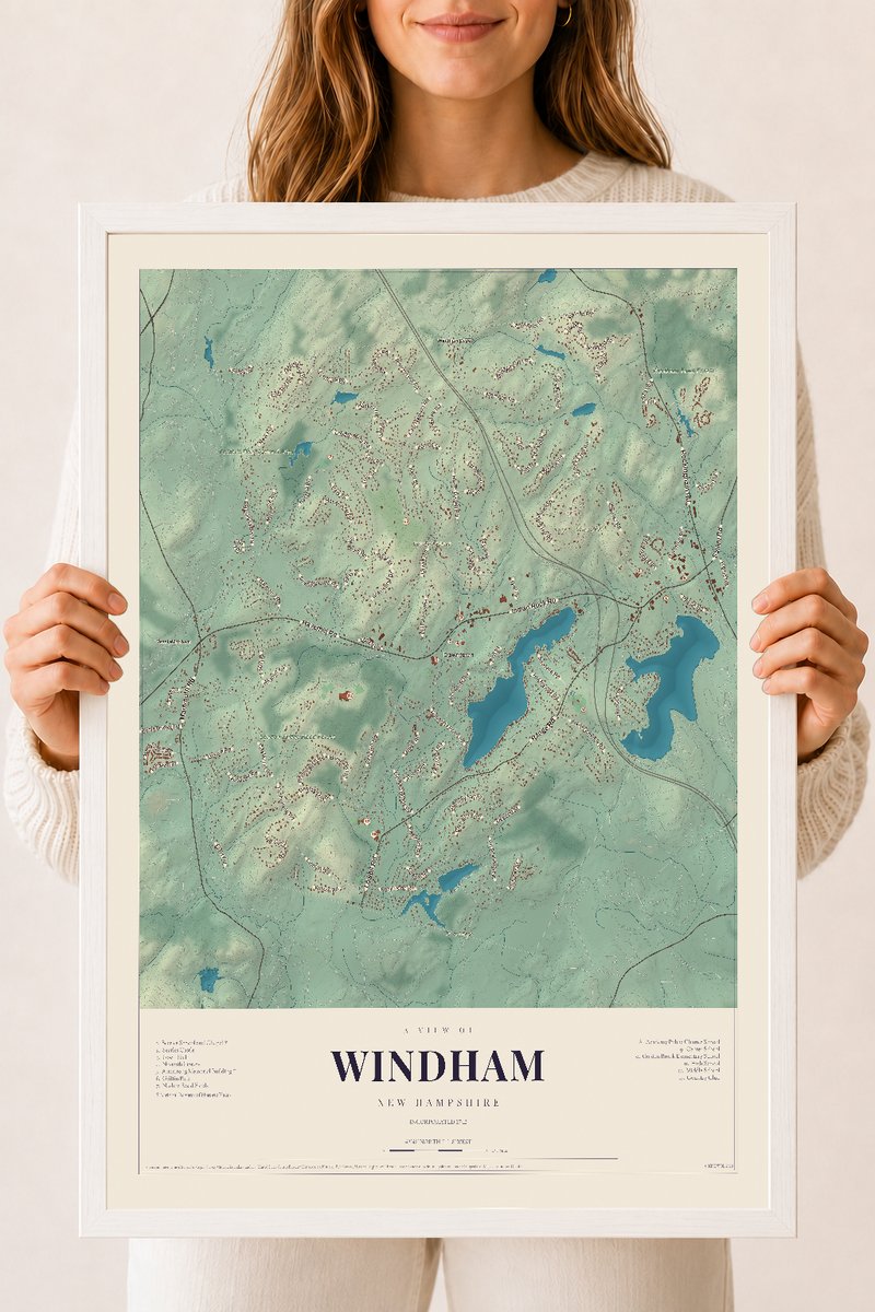 NH Current Atlas 2026 | Windham | 18" x 24" | W/ White Ayous Wood Frame