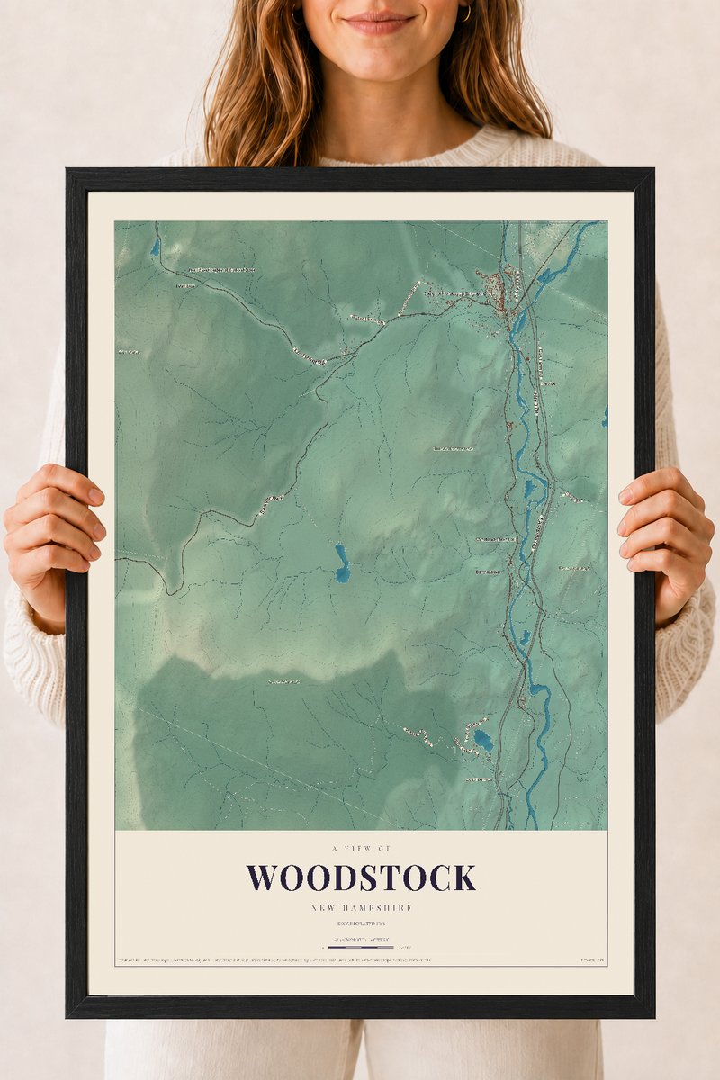 NH Current Atlas 2026 | Woodstock | 18" x 24" | W/ Black Ayous Wood Frame
