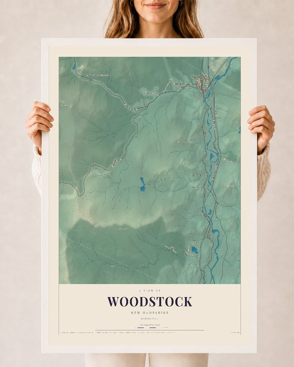 NH Current Atlas 2026 | Woodstock | 24" x 36" | W/ White Ayous Wood Frame