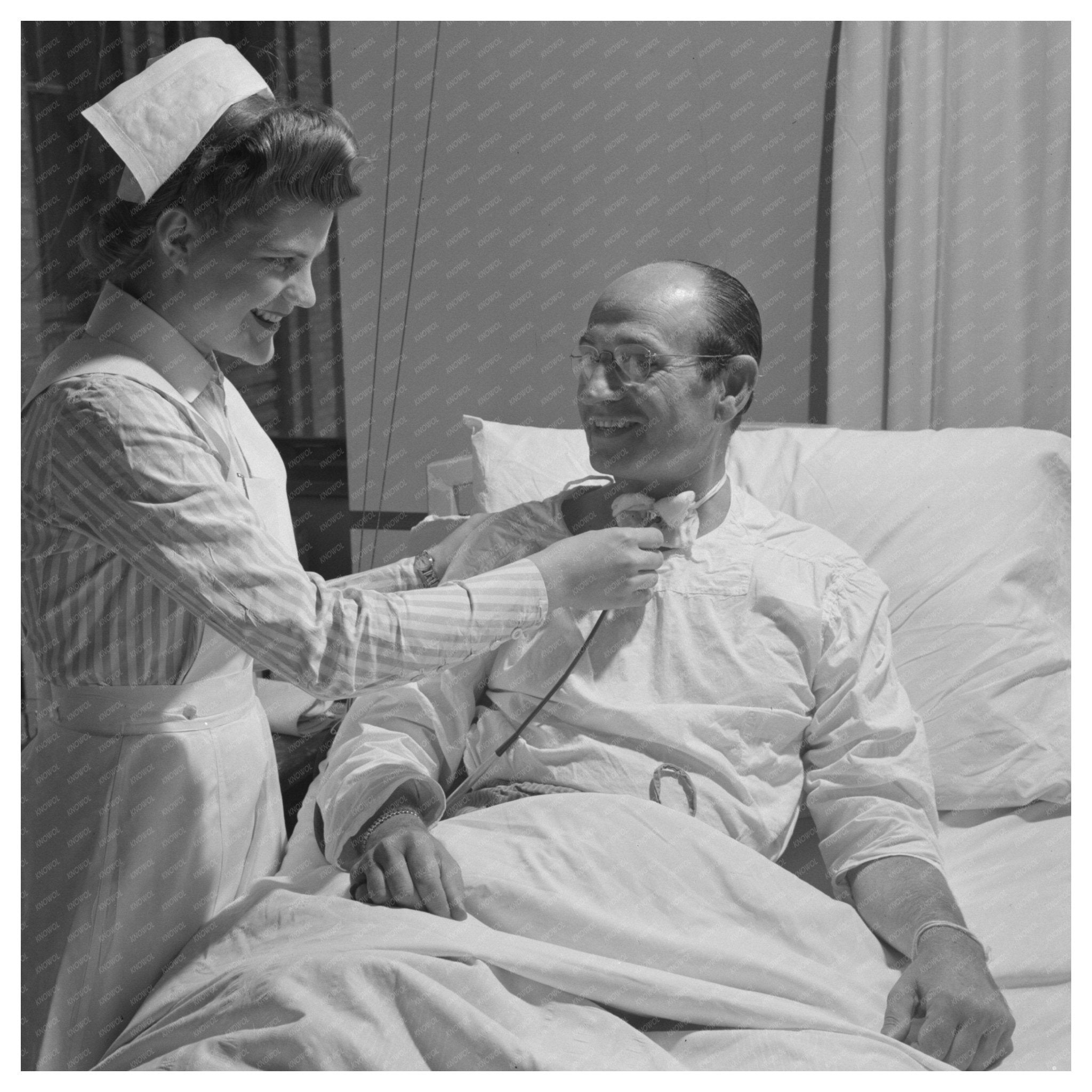 Nurse Training 1940 Student Attending Tracheotomy Patient - Available at KNOWOL
