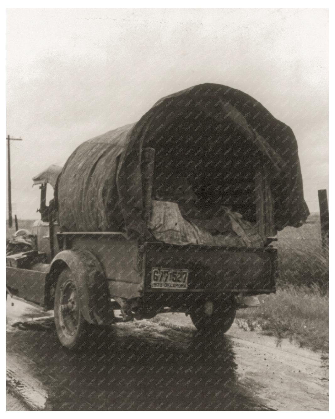 Oklahoma Drought Refugees in Truck Visalia California 1935 Vintage Photo - Available at KNOWOL