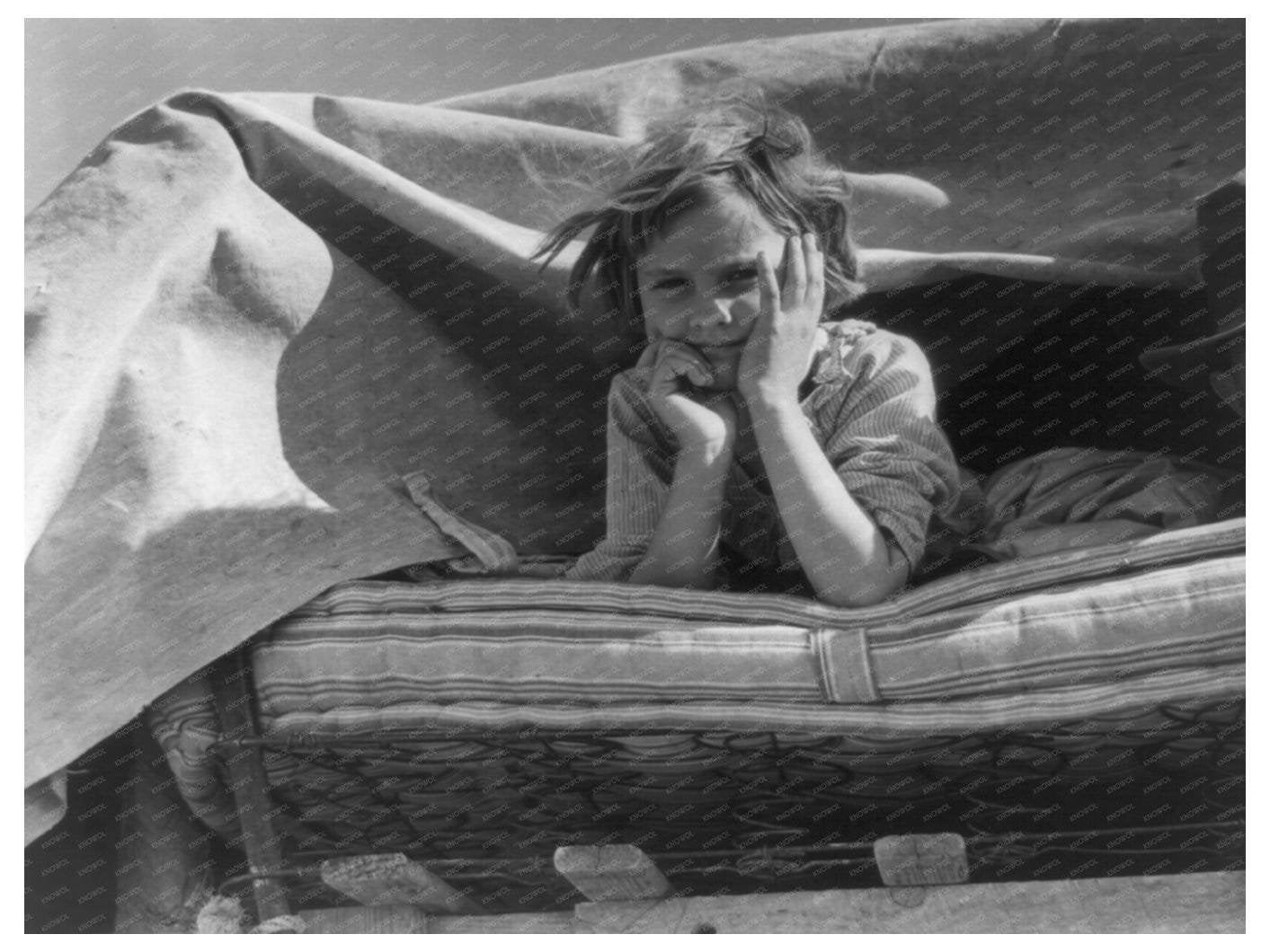 Oklahoma Family Camped in California During Dust Bowl June 1935 Vintage Photo - Available at KNOWOL