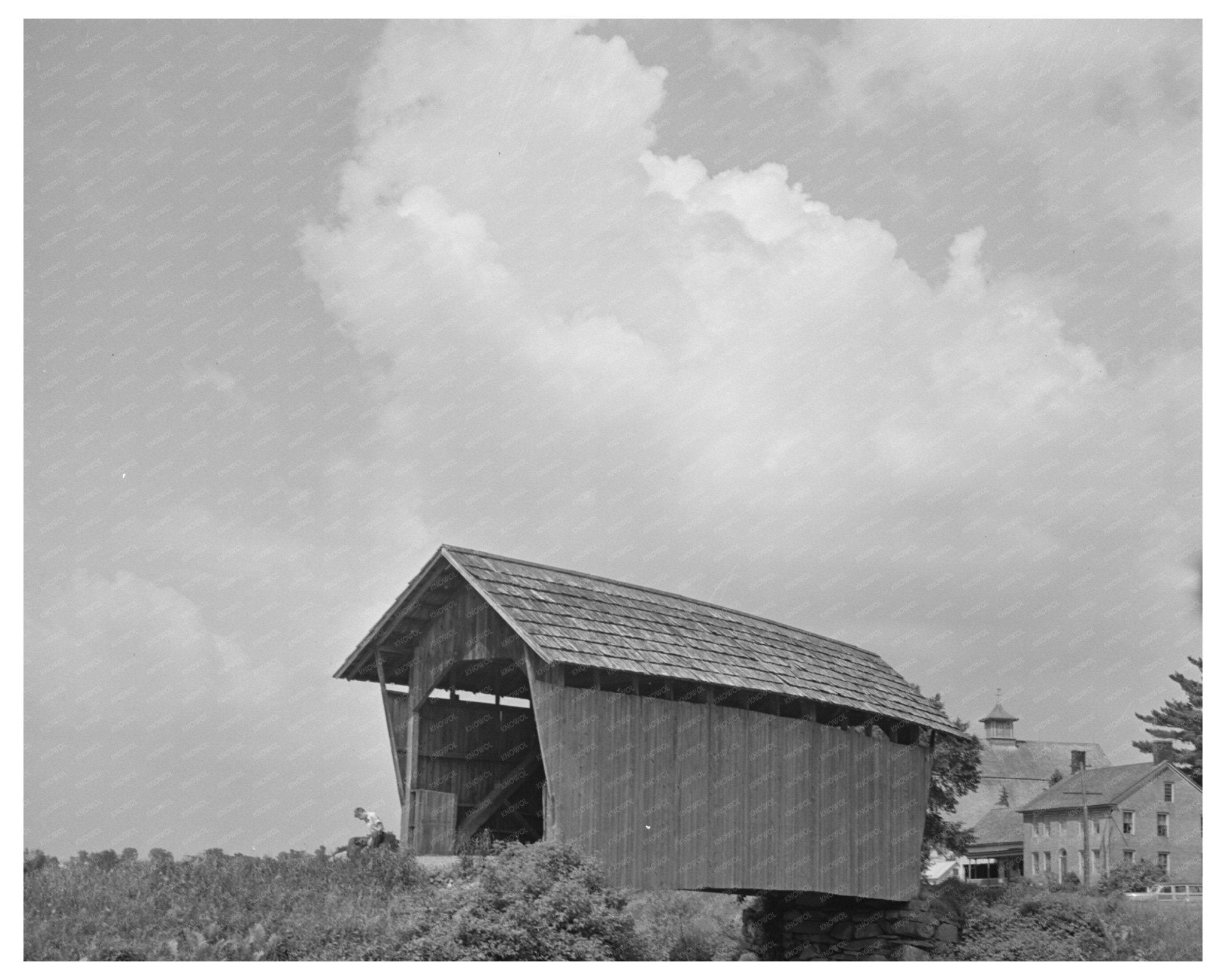 Orton Home and Barn Marshfield Vermont 1930 Vintage Image - Available at KNOWOL