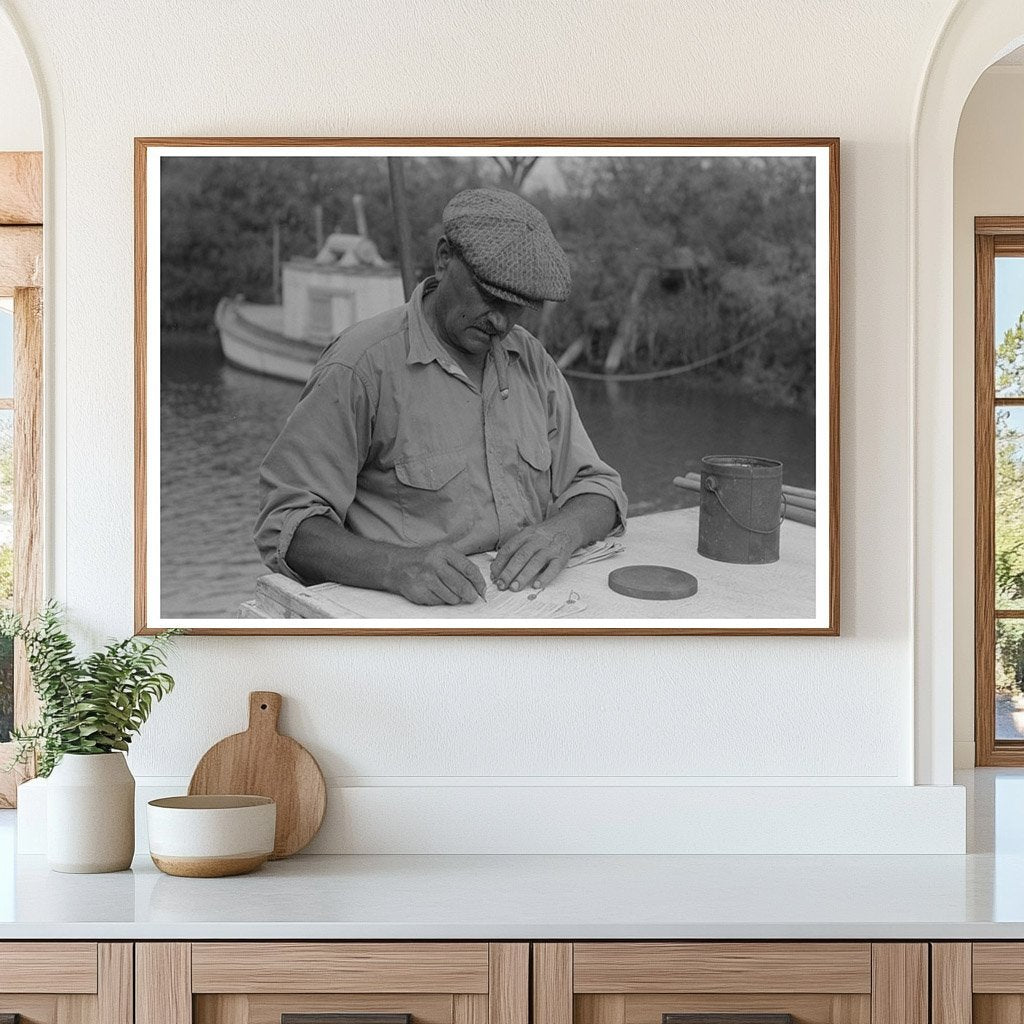 Oyster Shipper Preparing Tags in Olga Louisiana 1938 - Available at KNOWOL