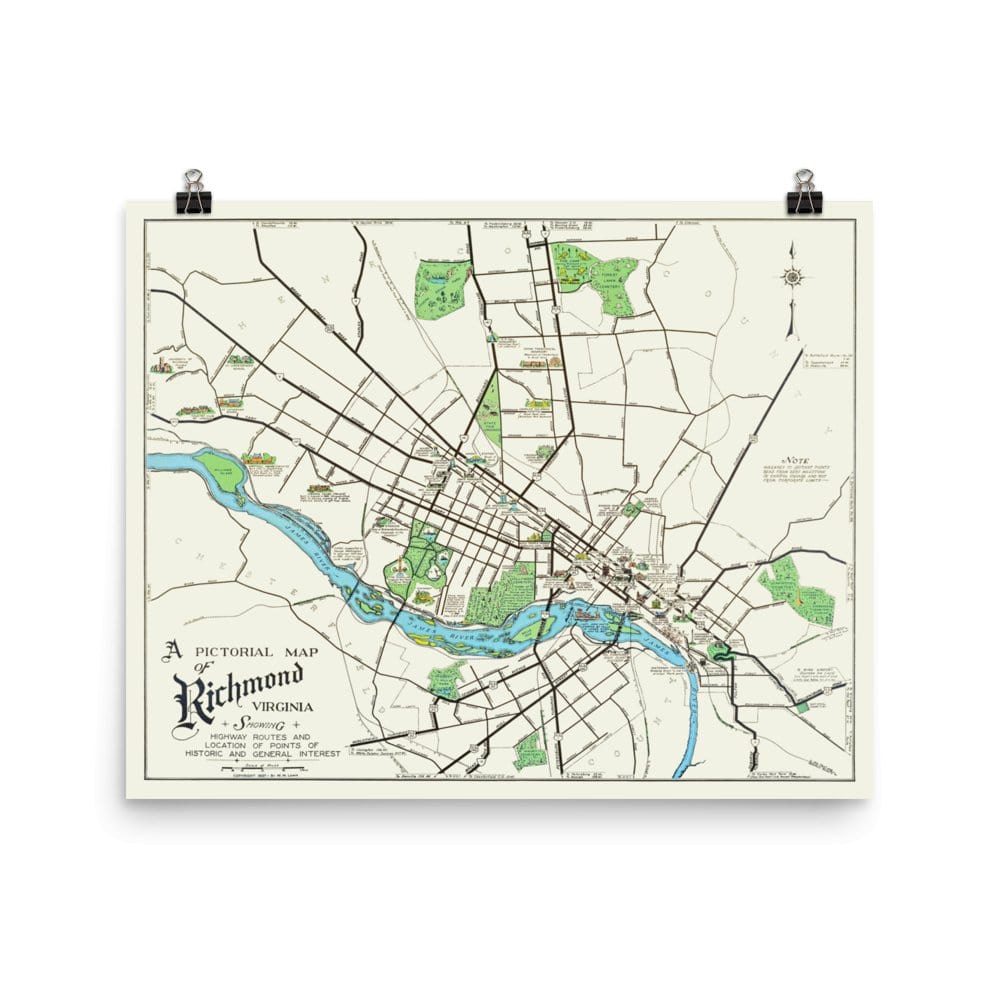 Pictorial Map of Richmond, Virginia 1937 Limited Edition - Available at KNOWOL