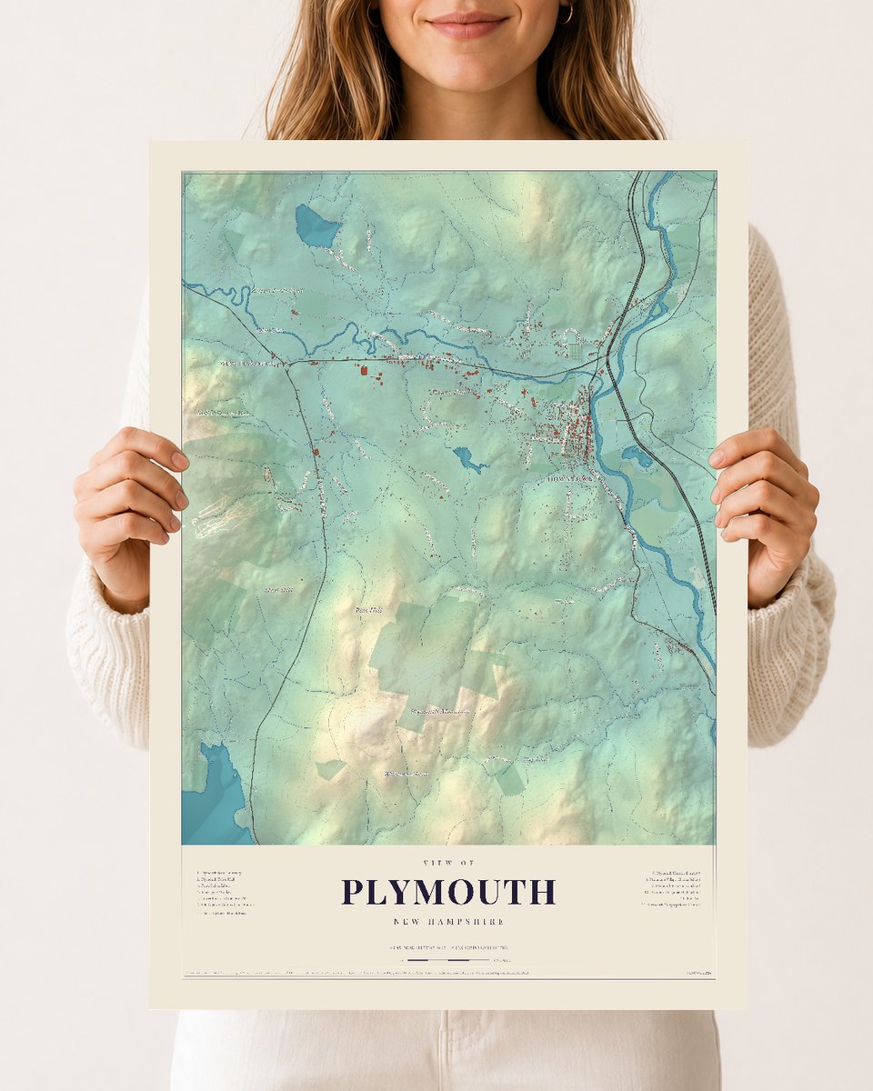 Plymouth, New Hampshire map print, 12 x 18 archival matte print