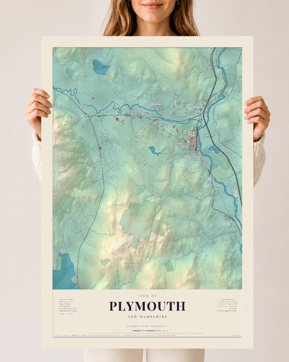 Plymouth, New Hampshire map print, 24 x 36 archival matte print