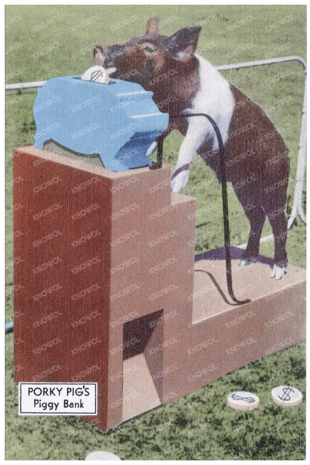 Porky Pig Vintage Postcard with Piggy Bank 1930 - 1945 - Available at KNOWOL
