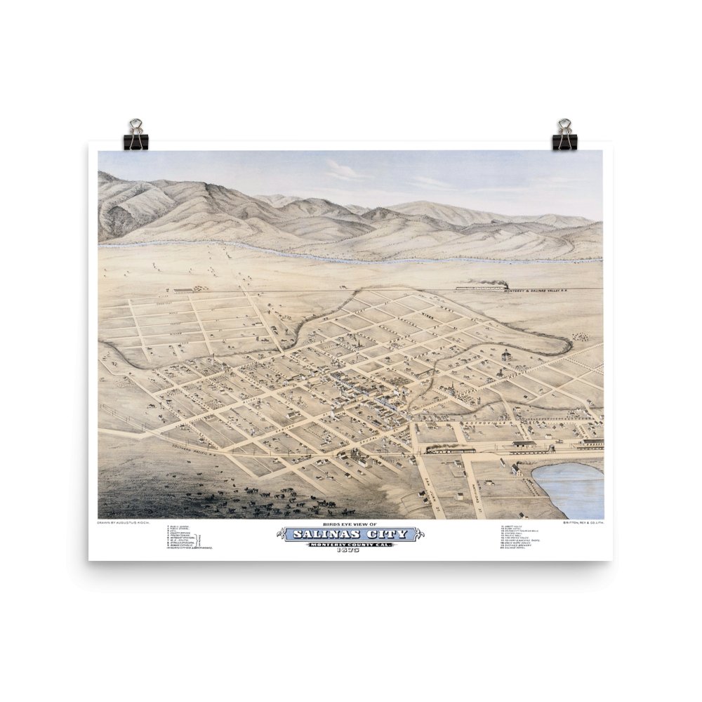 Salinas City, CA 1875 Map - Available at KNOWOL
