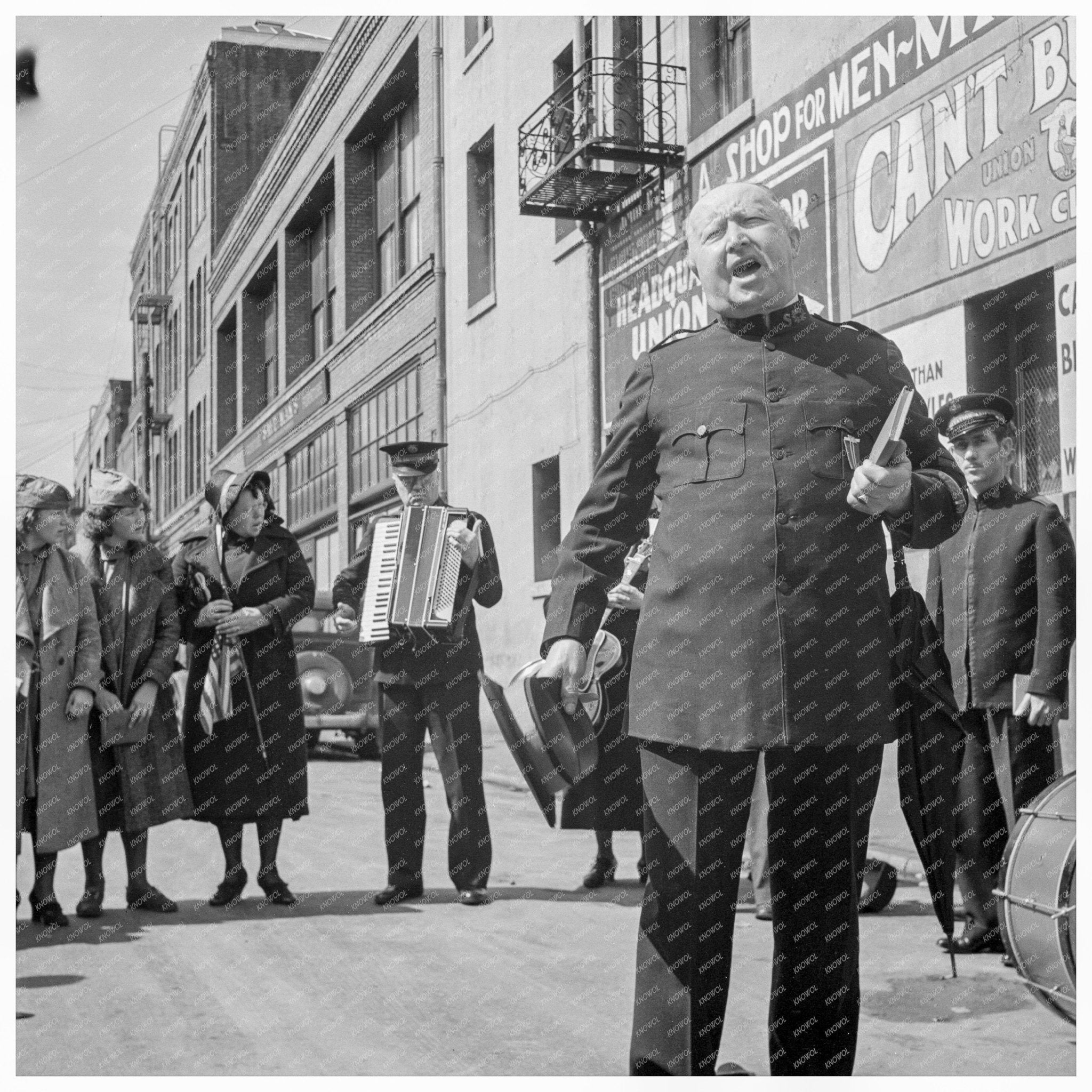 Salvation Army Preacher in San Francisco 1939 - Available at KNOWOL