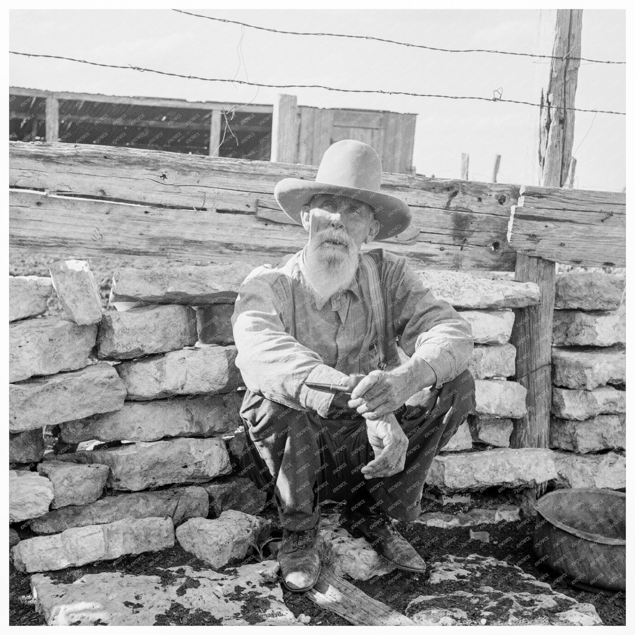 Seventy - Year - Old Farmer in Texas 1938 - Available at KNOWOL