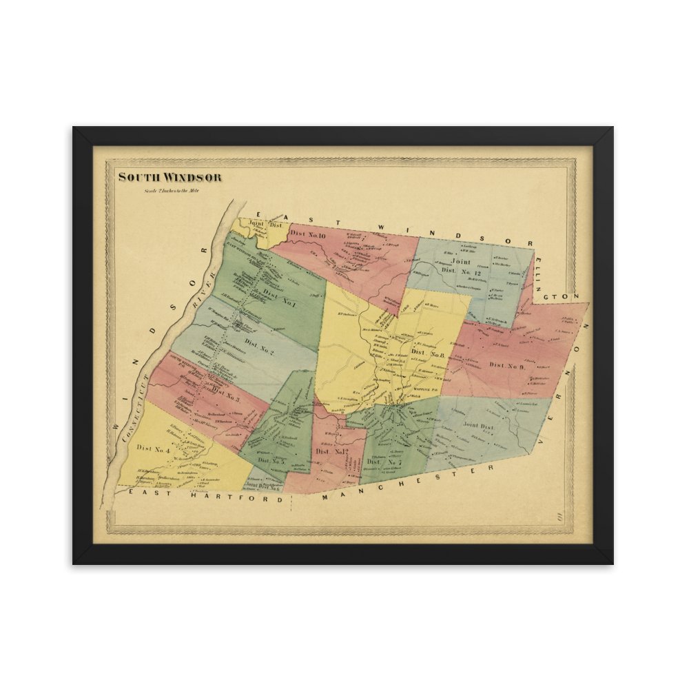 South Windsor, CT 1869 Framed - Available at KNOWOL