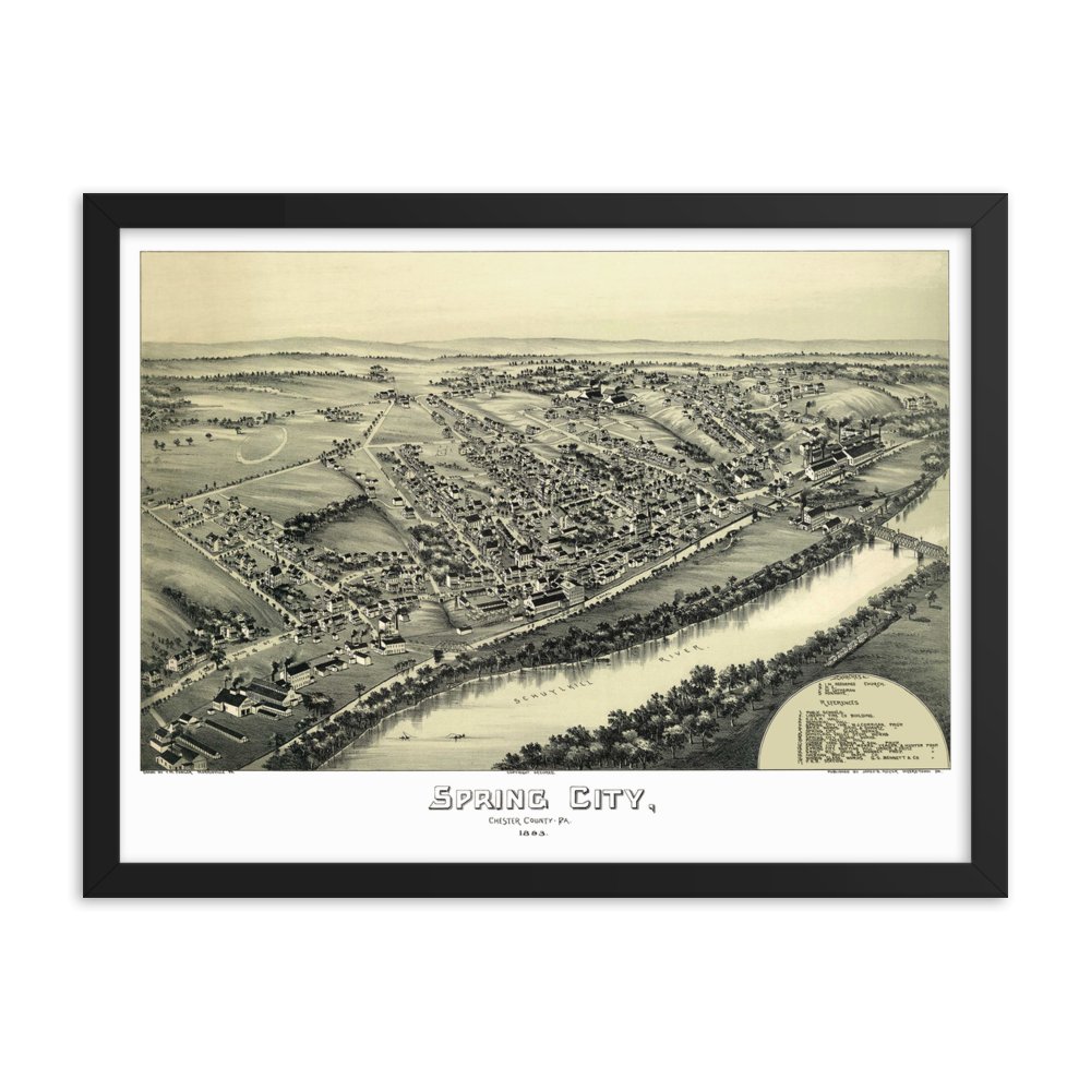 Spring City PA 1893 Framed - Available at KNOWOL