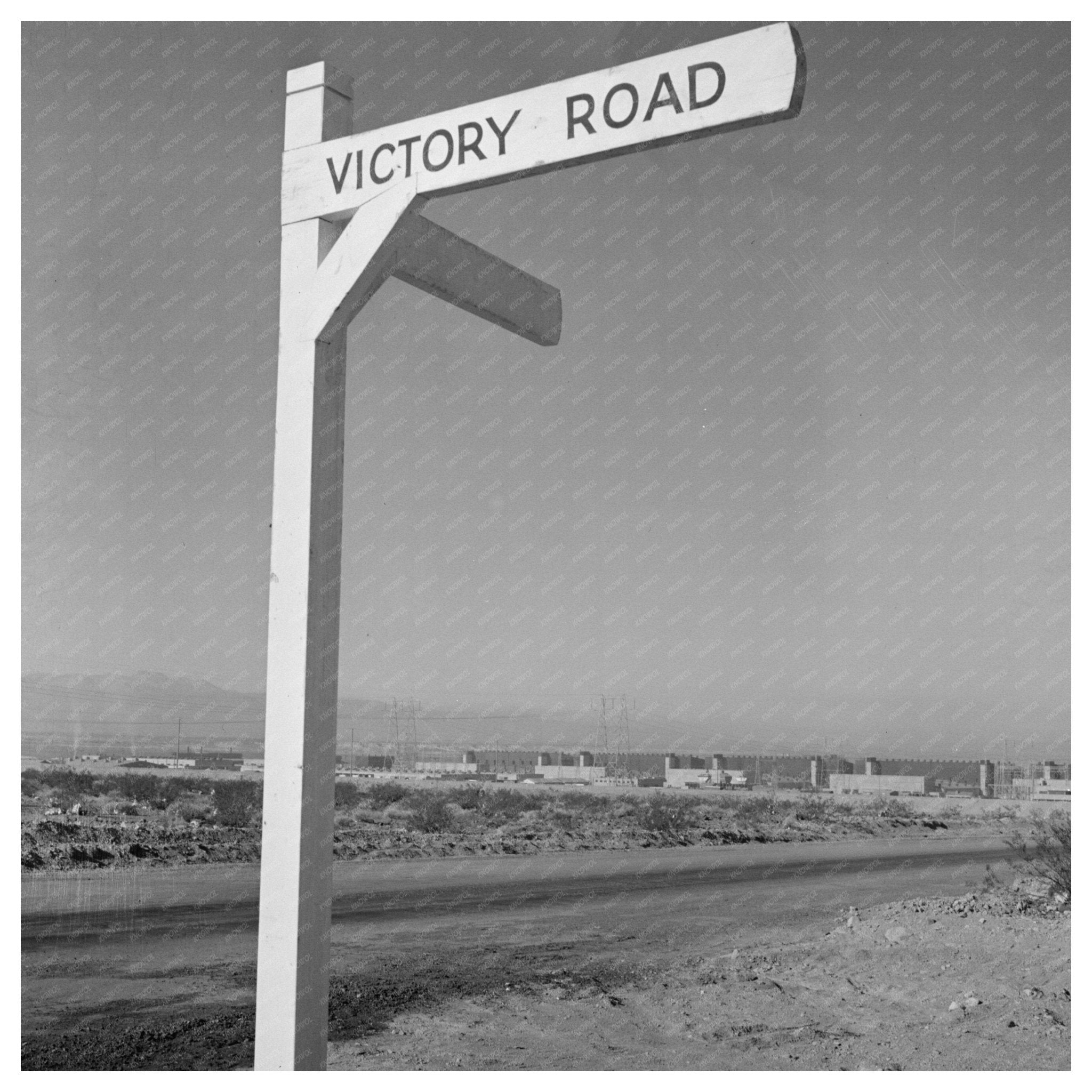 Victory Road Sign in Las Vegas 1942 Vintage Photo - Available at KNOWOL