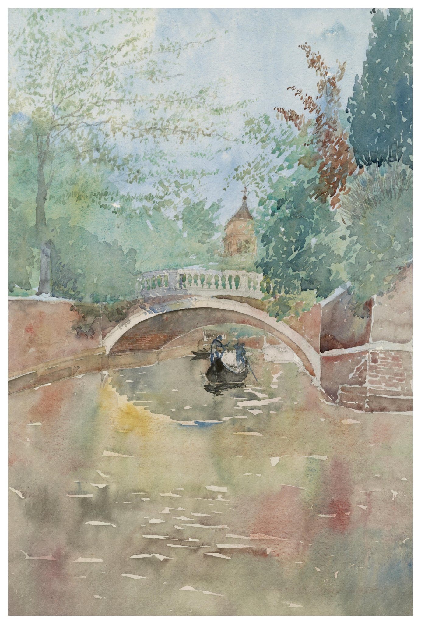Vintage 1900s Public Garden Bridge Photo, Venice Italy - Available at KNOWOL