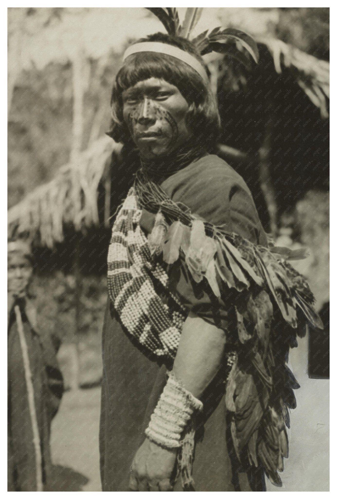 Vintage 1930s Photo of Chuncho Indian with Face Paint in Perena Valley, Peru - Available at KNOWOL