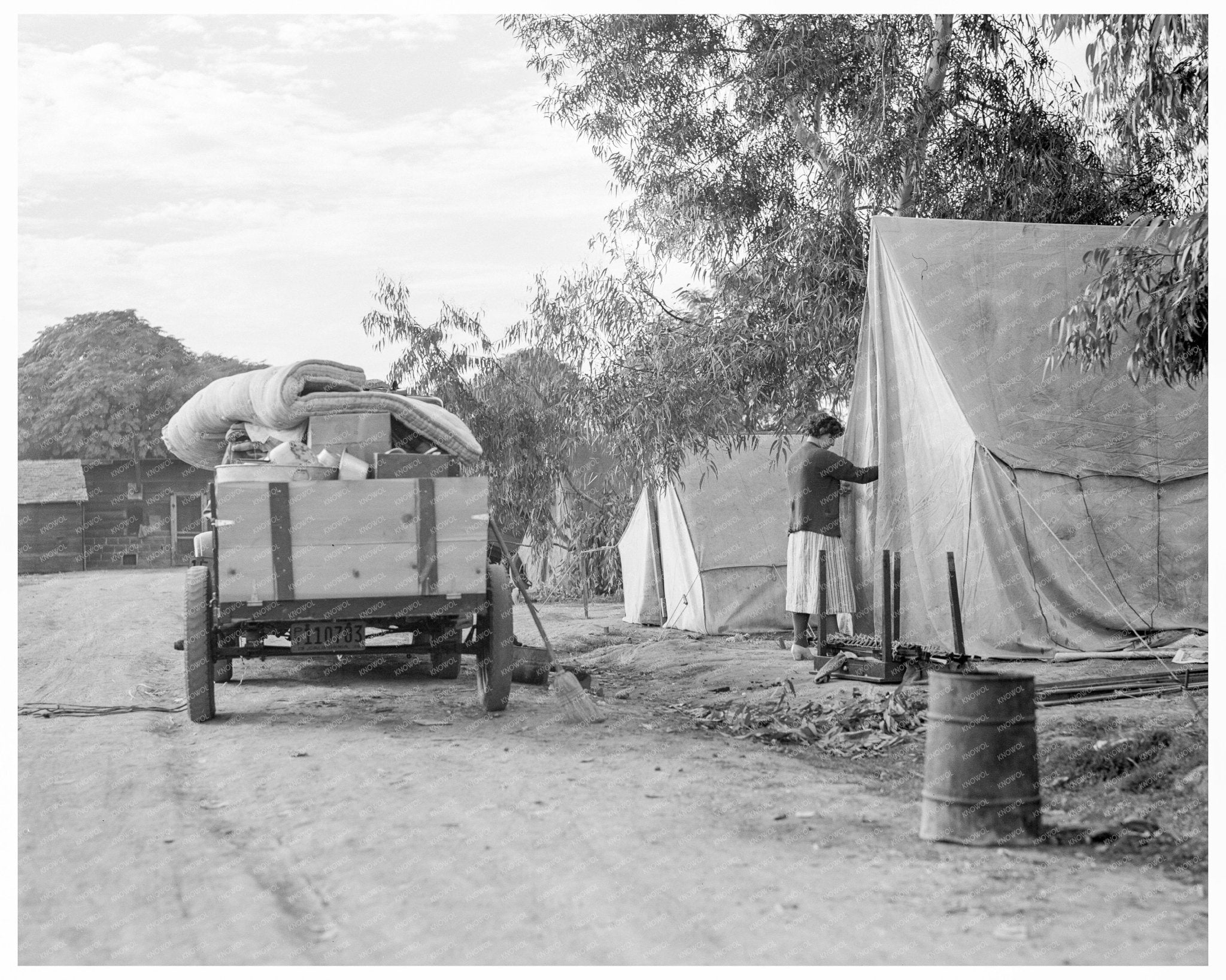 Vintage 1936 Photograph of Cotton Camp in Exeter California - Available at KNOWOL
