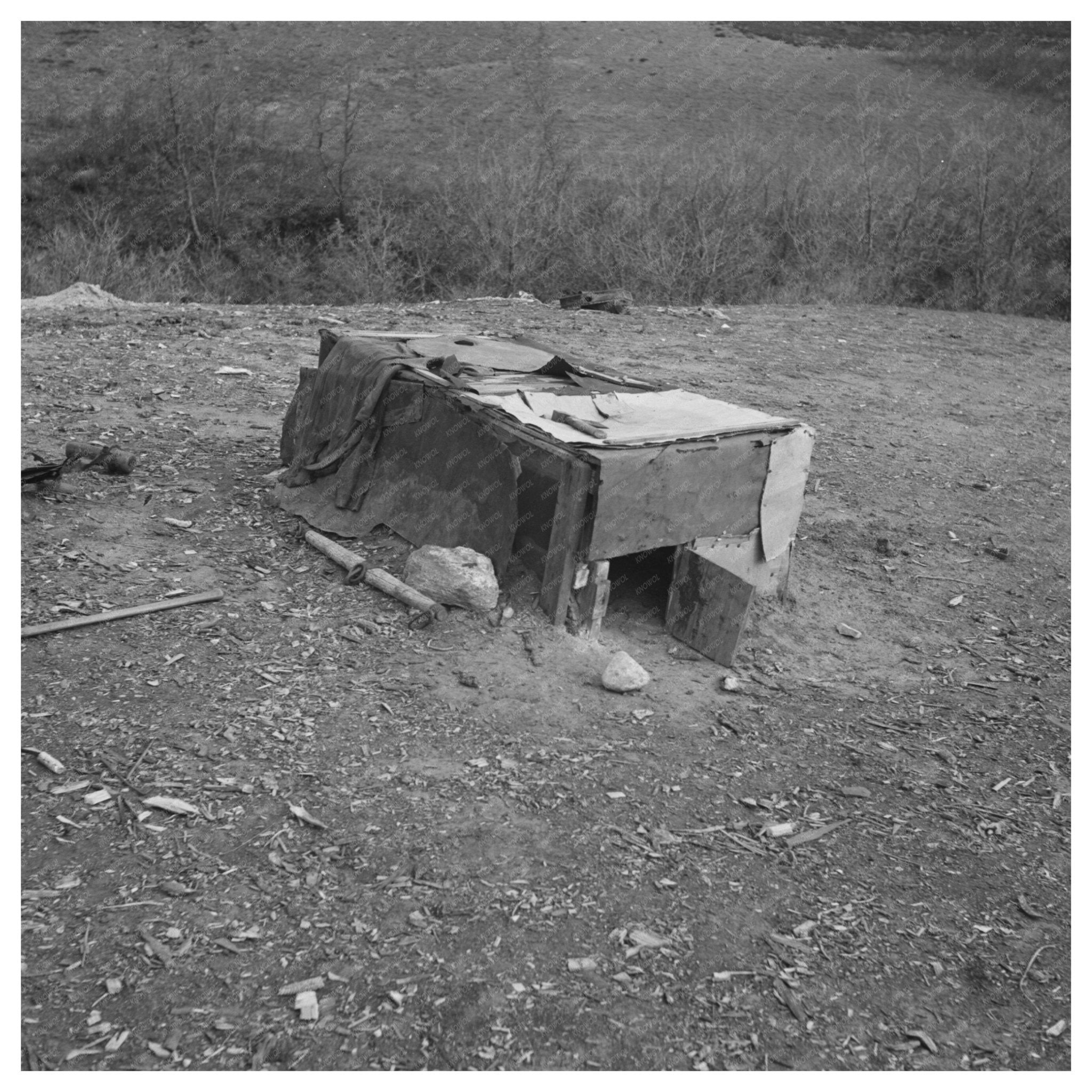 Vintage 1937 Farm Structures in North Dakota Drought Landscape - Available at KNOWOL