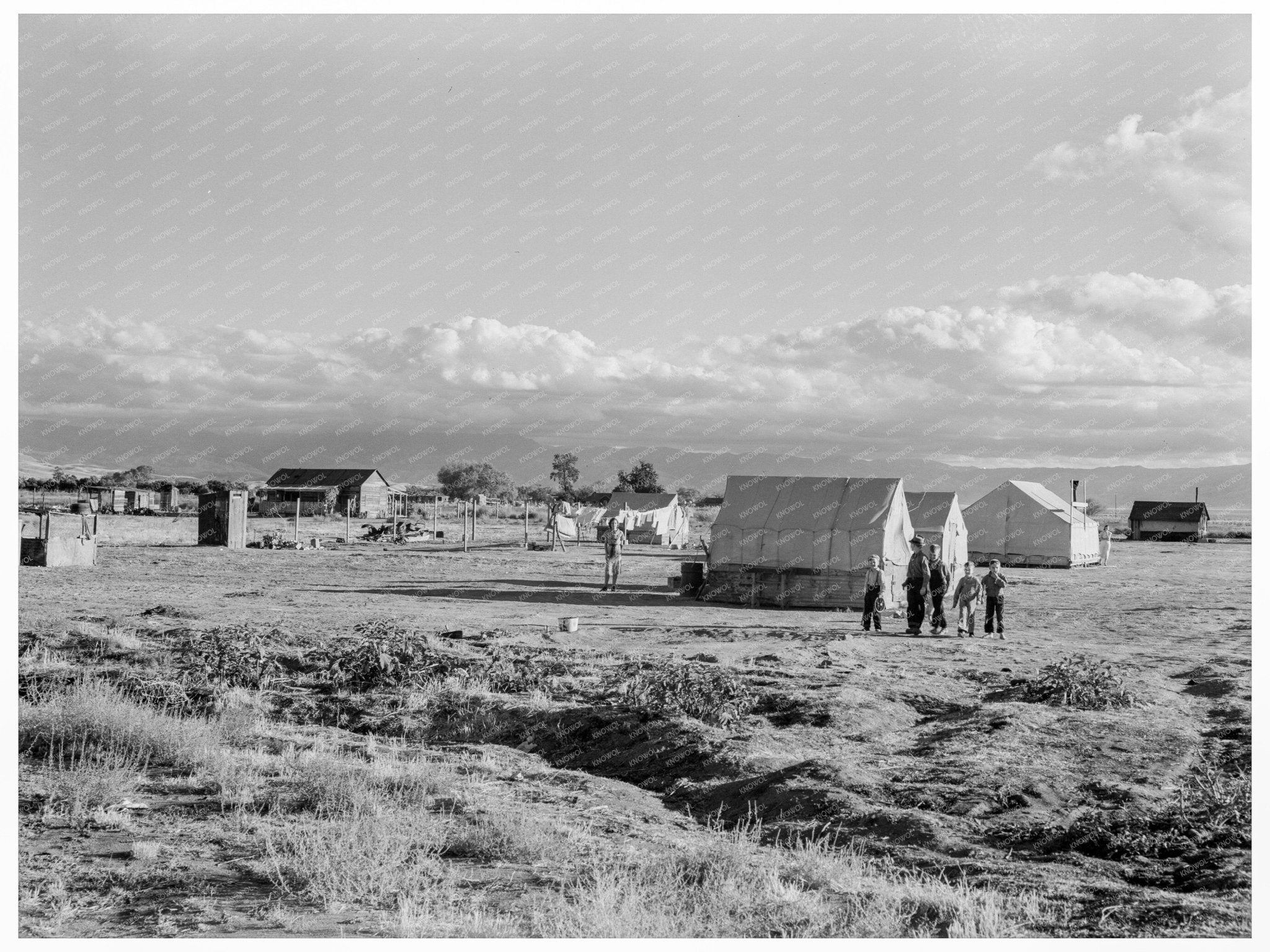 Vintage 1938 Photo of Families in Temporary Housing California - Available at KNOWOL