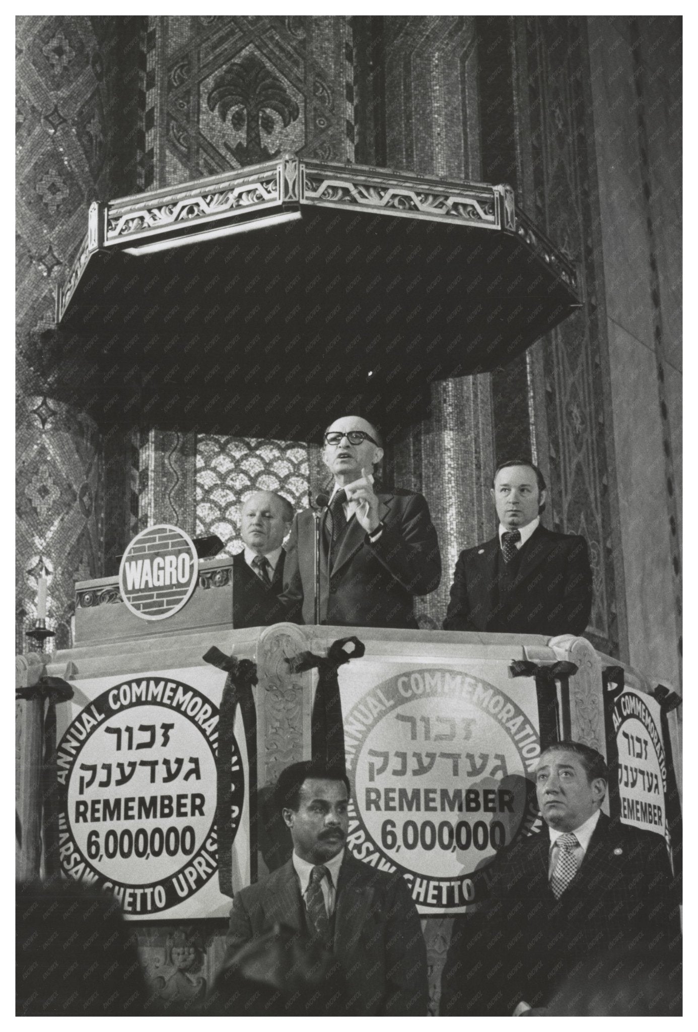 Vintage 1970s Menachem Begin at Holocaust Memorial Temple Emanuel NYC Photo - Available at KNOWOL