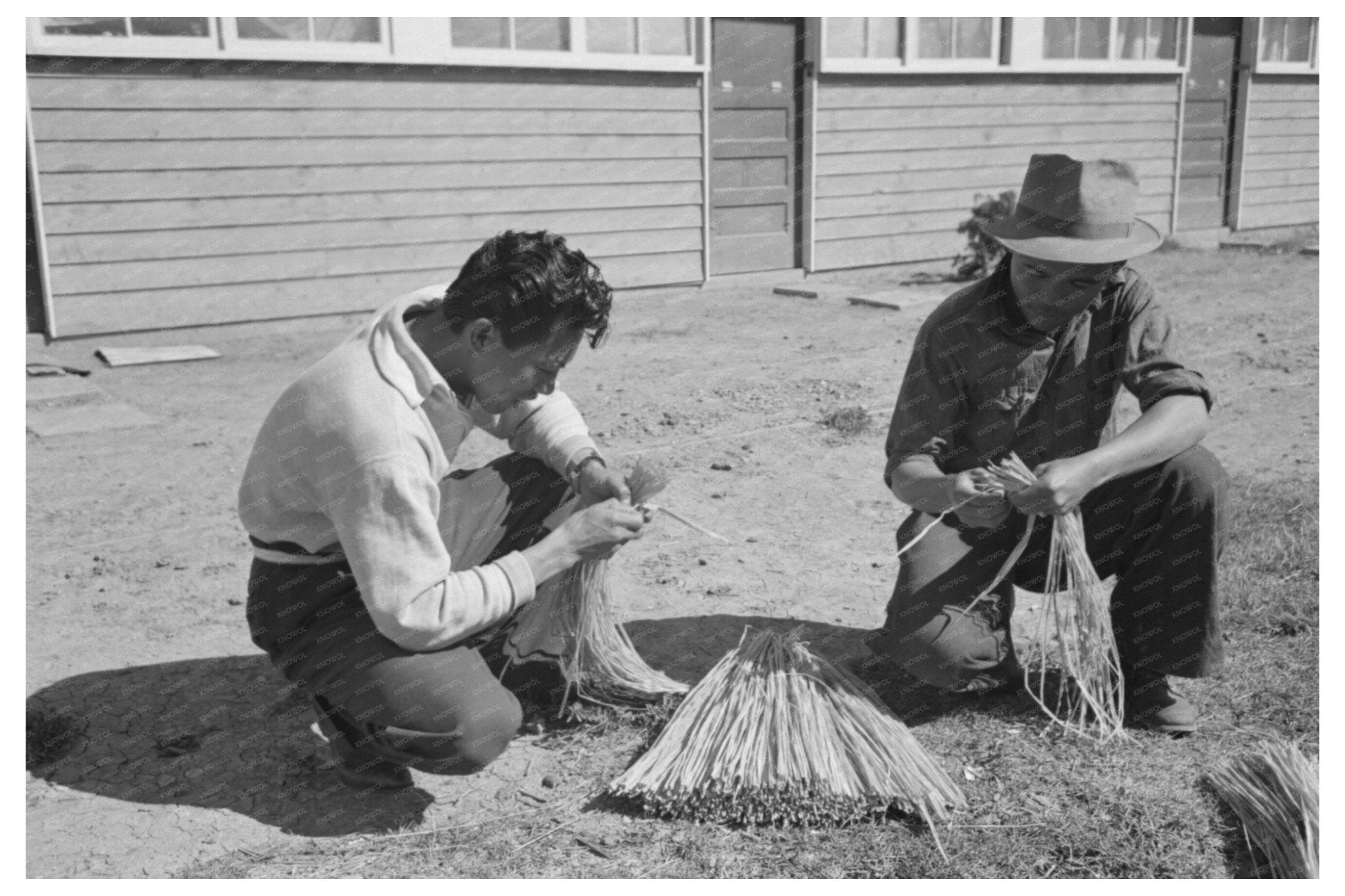 Vintage Agricultural Worker Bunching Carrots 1942 - Available at KNOWOL
