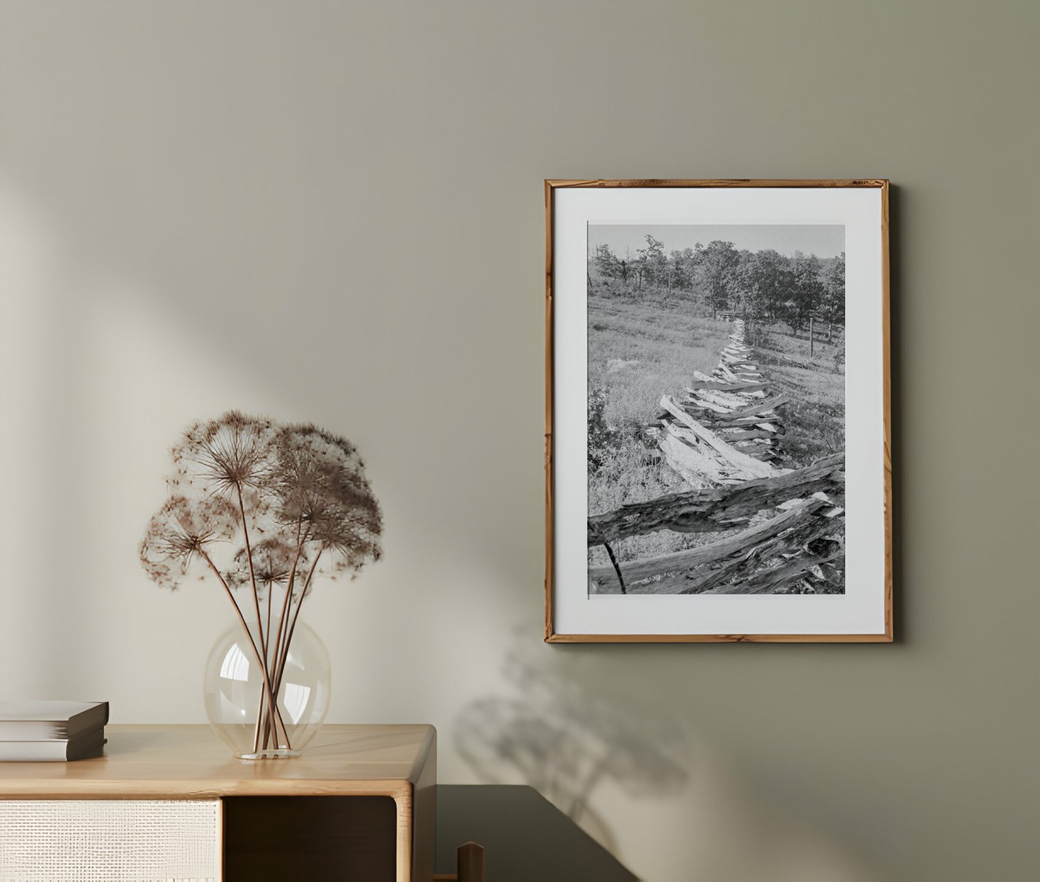 Vintage August 1938 Photograph of Split - Log Fence in North Central Arkansas - Available at KNOWOL