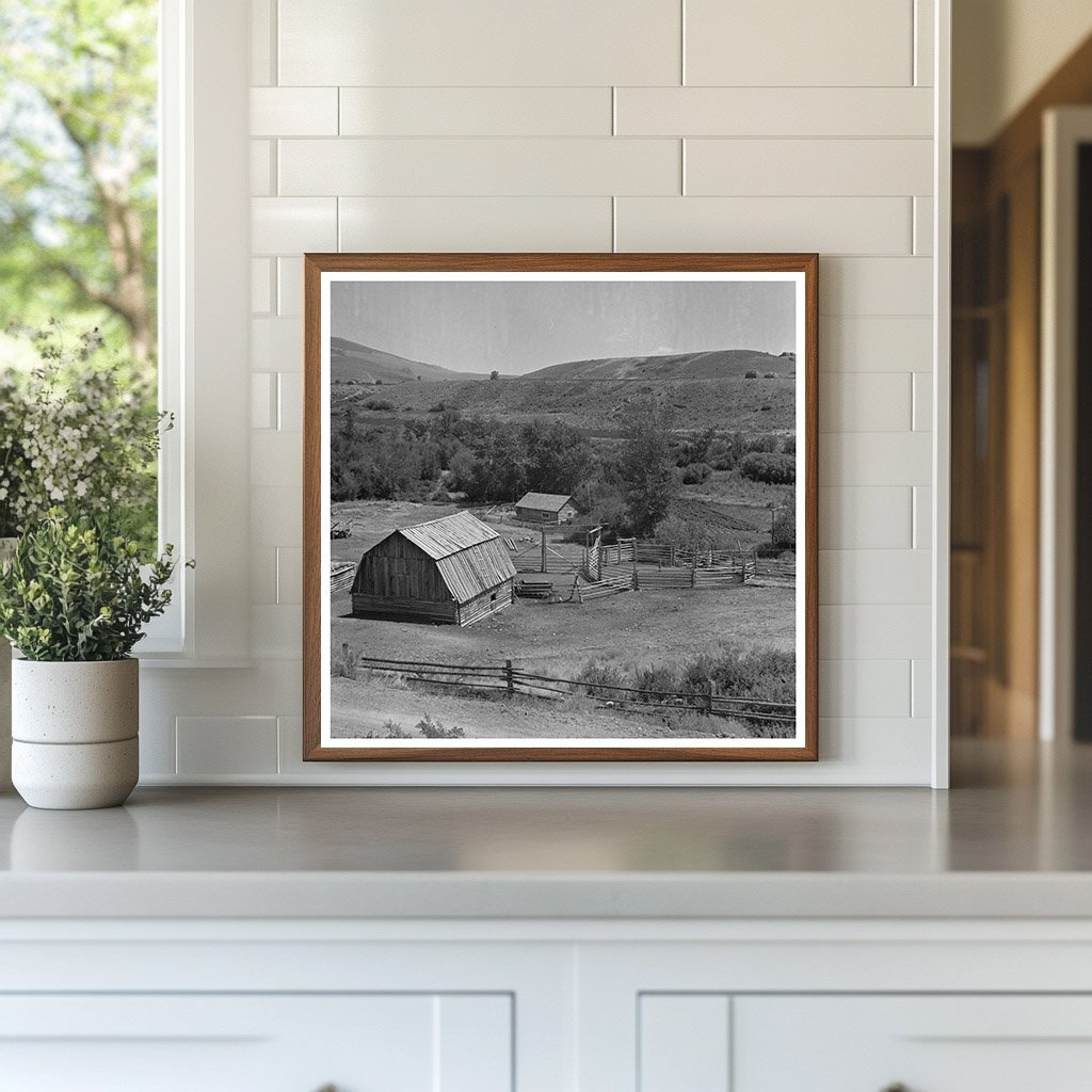 Vintage Barn and Corrals on Idaho Cattle Ranch 1942 - Available at KNOWOL