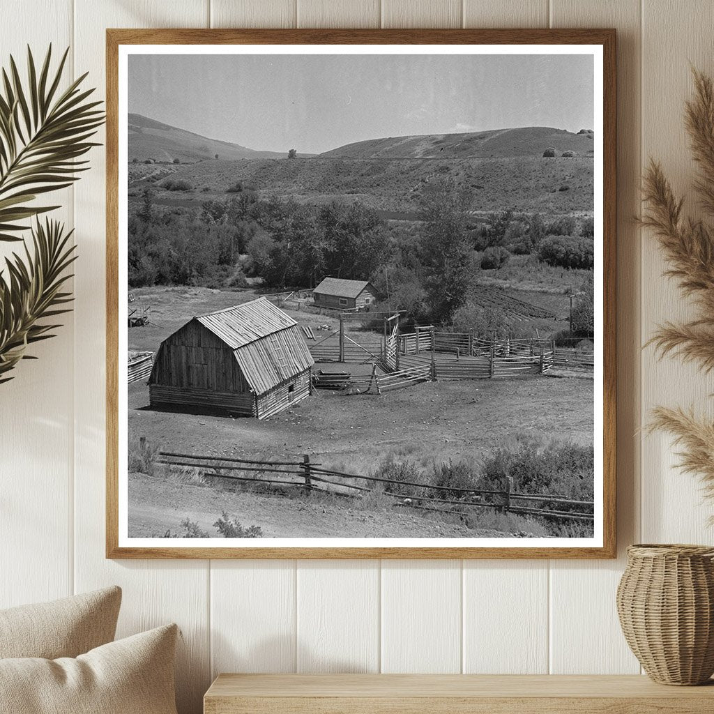 Vintage Barn and Corrals on Idaho Cattle Ranch 1942 - Available at KNOWOL