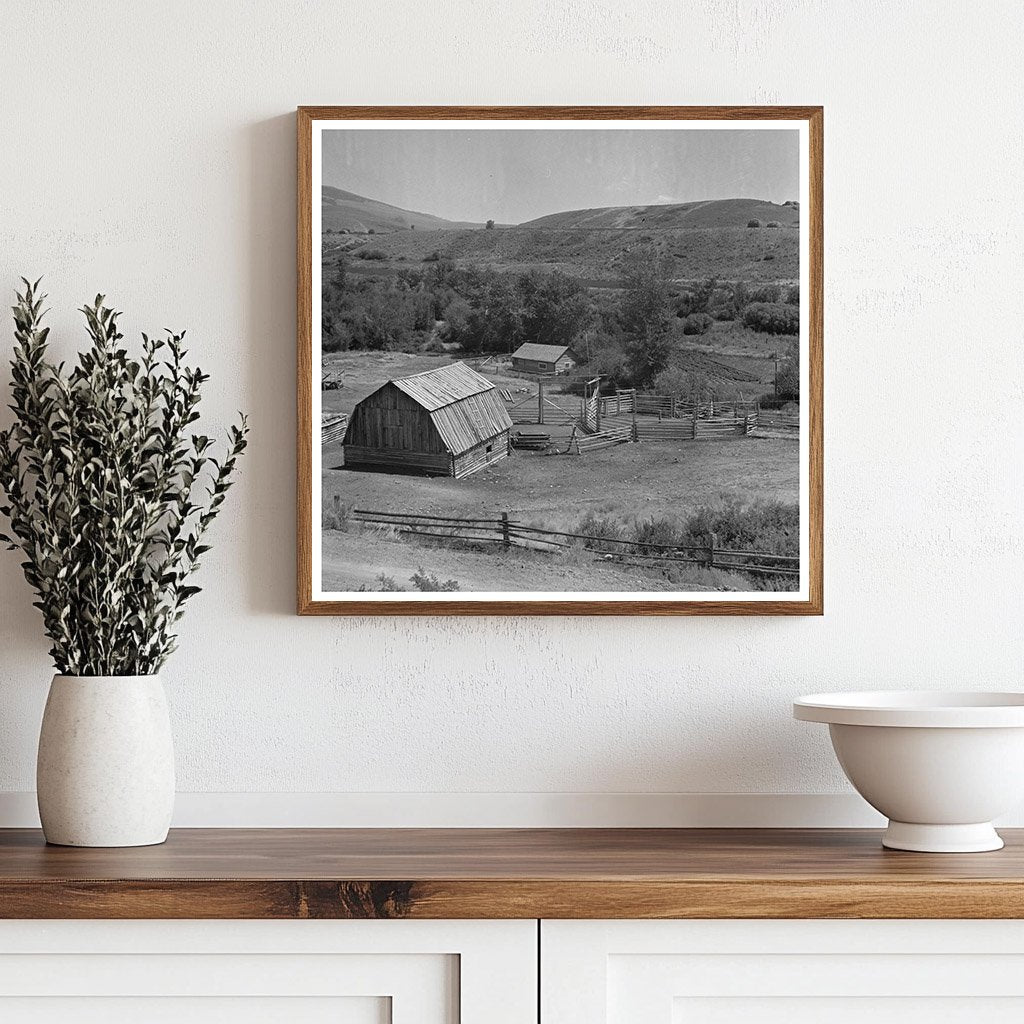 Vintage Barn and Corrals on Idaho Cattle Ranch 1942 - Available at KNOWOL