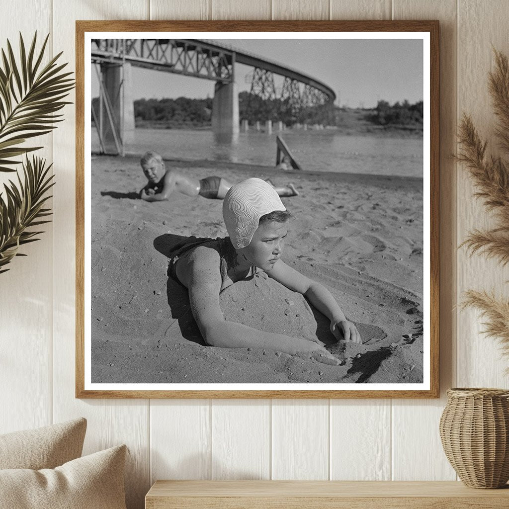 Vintage Beach Scene with Child Redding California June 1942 - Available at KNOWOL