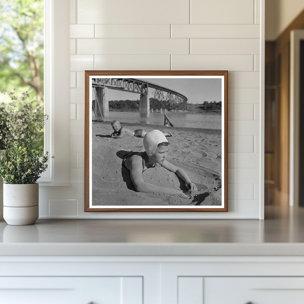 Vintage Beach Scene with Child Redding California June 1942 - Available at KNOWOL