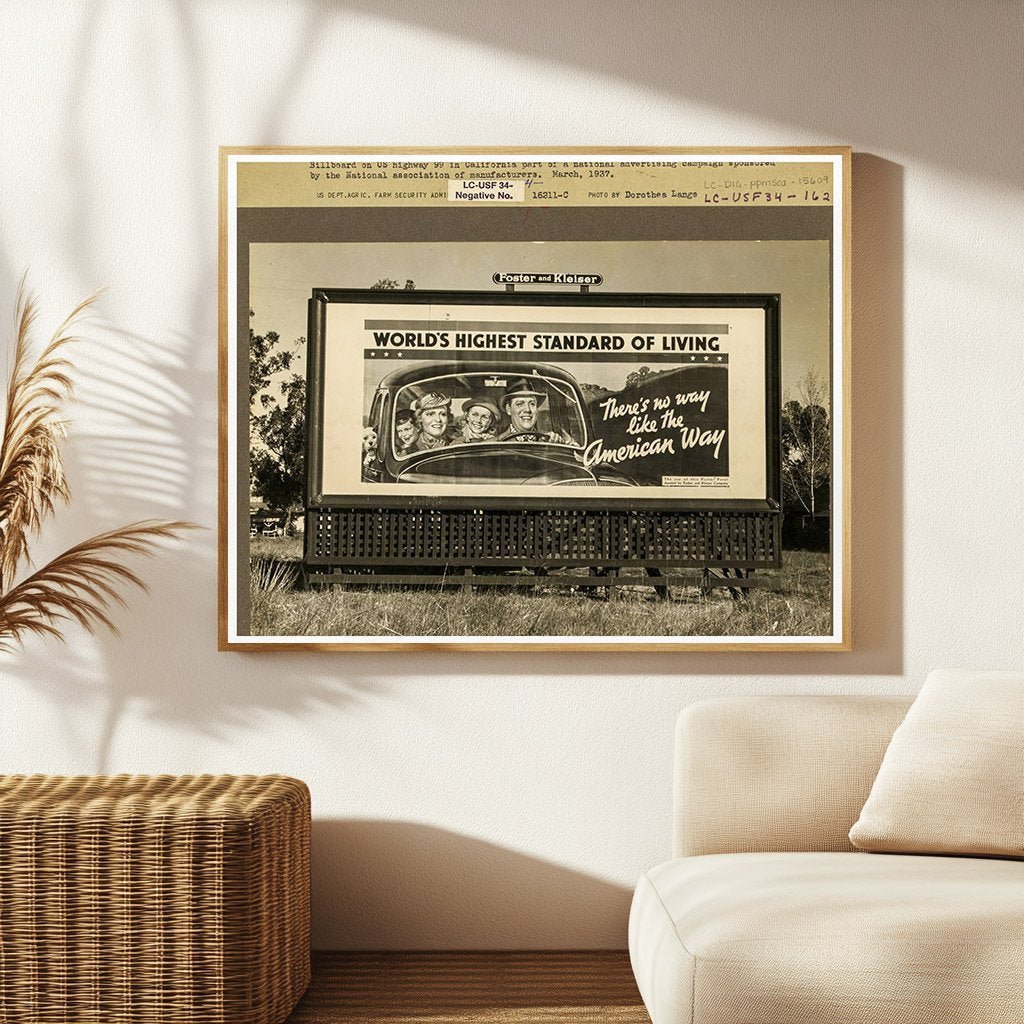 Vintage Billboard on U.S. Highway 99 California 1937 - Available at KNOWOL