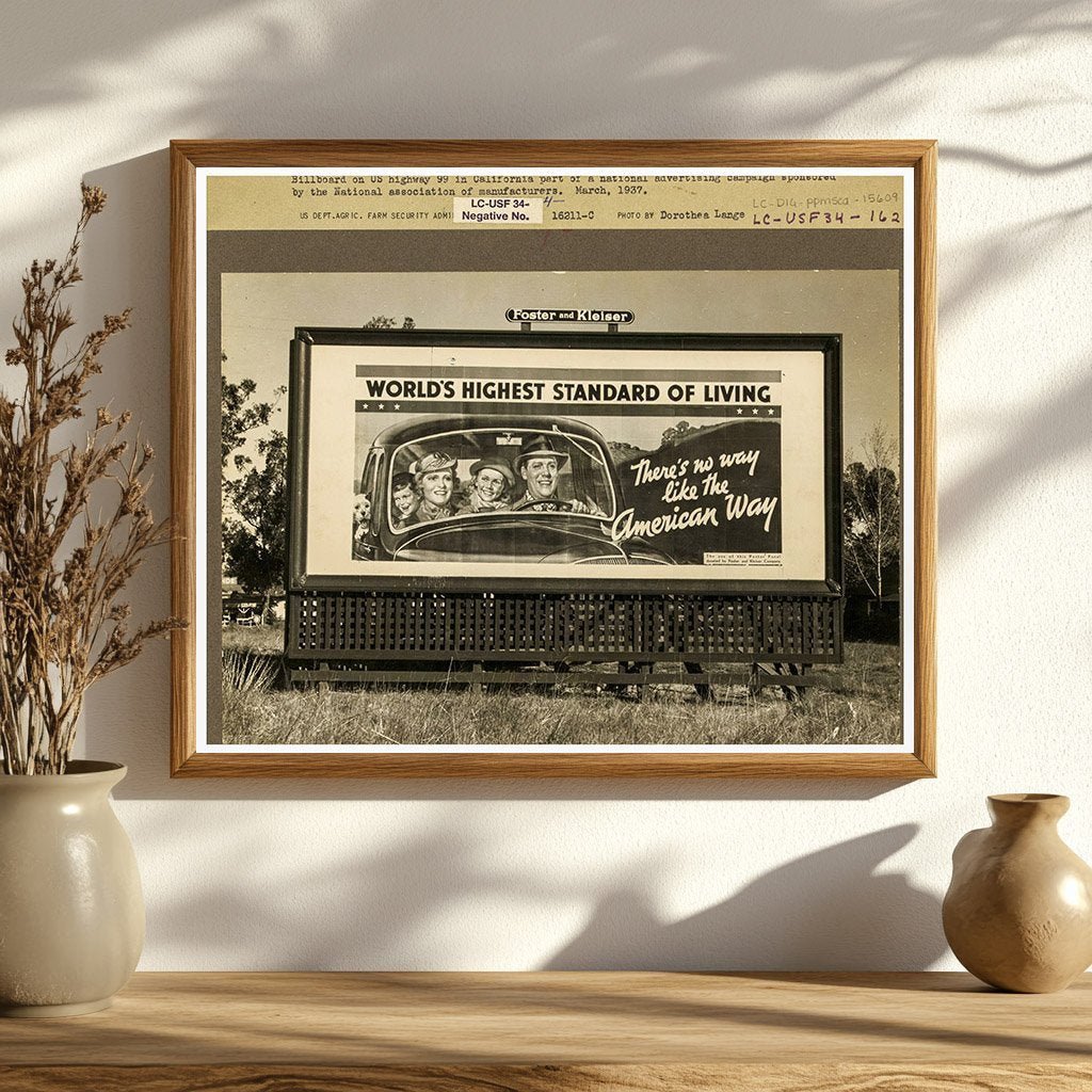 Vintage Billboard on U.S. Highway 99 California 1937 - Available at KNOWOL