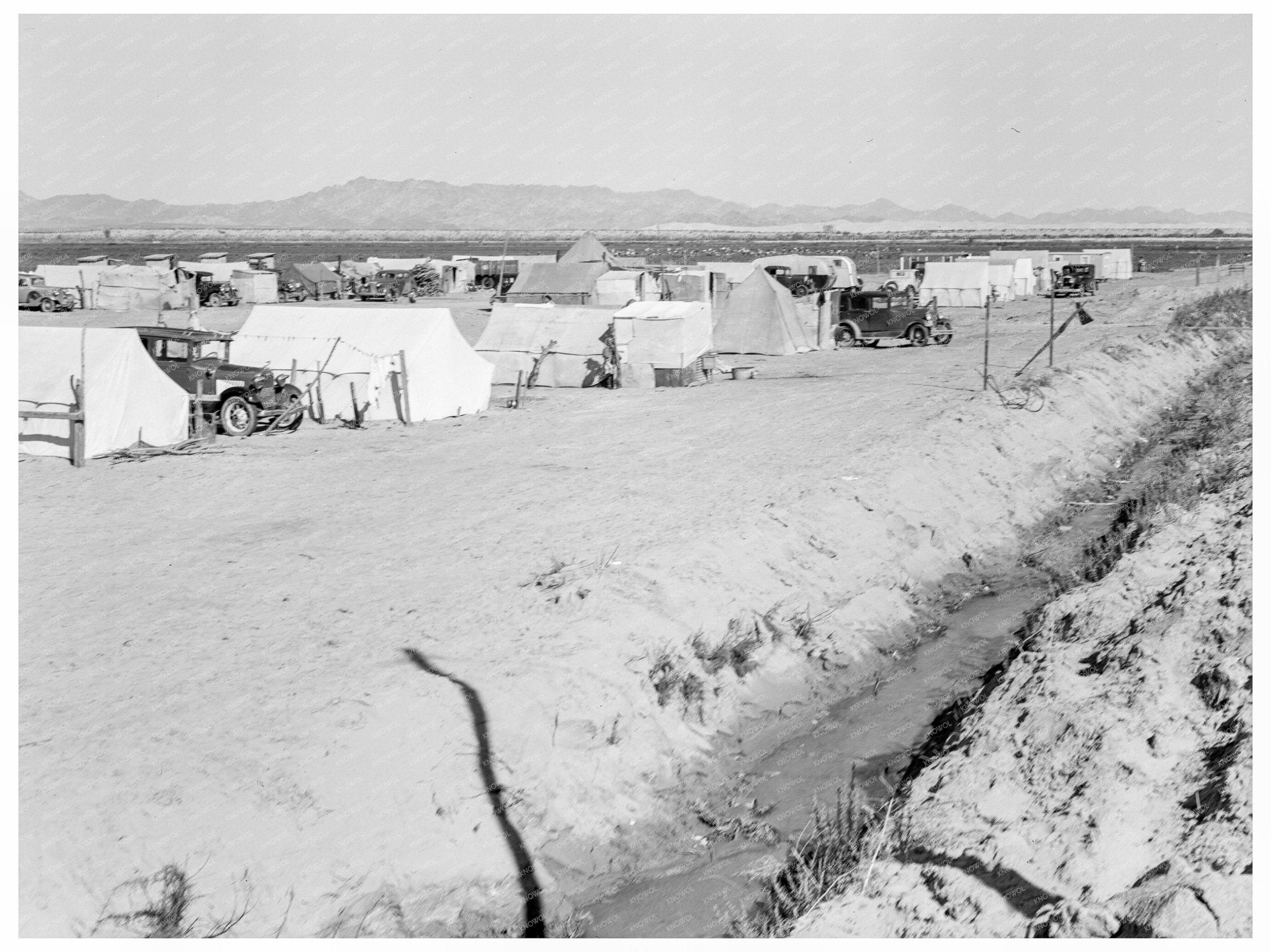 Vintage Growers Camp for Farm Laborers California 1939 - Available at KNOWOL