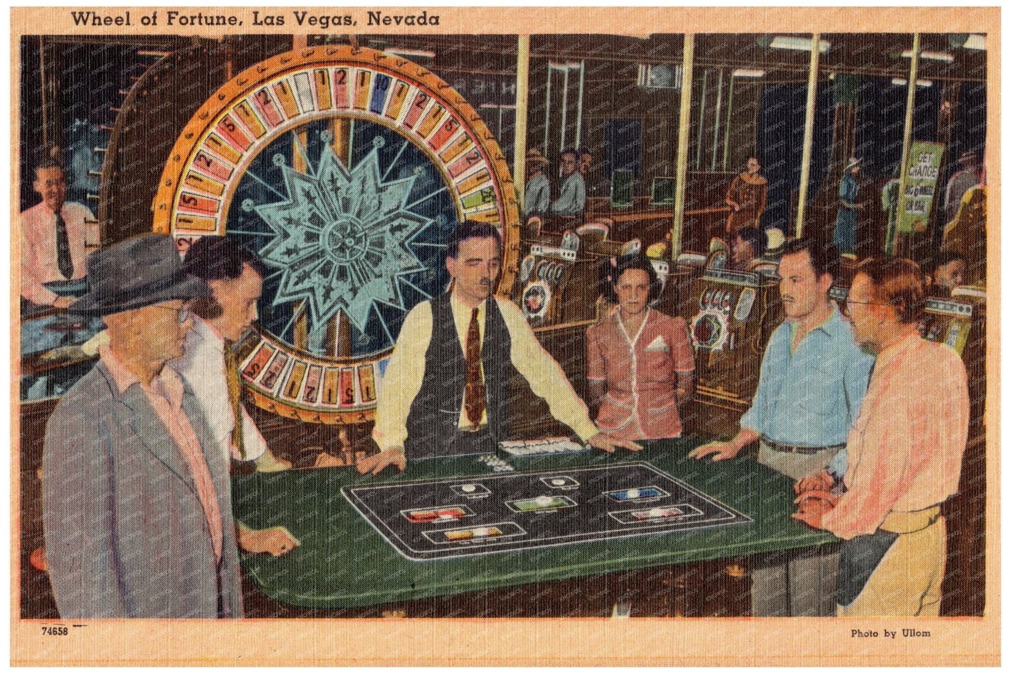 Vintage Las Vegas Wheel of Fortune Postcard 1930 - 1945 - Available at KNOWOL
