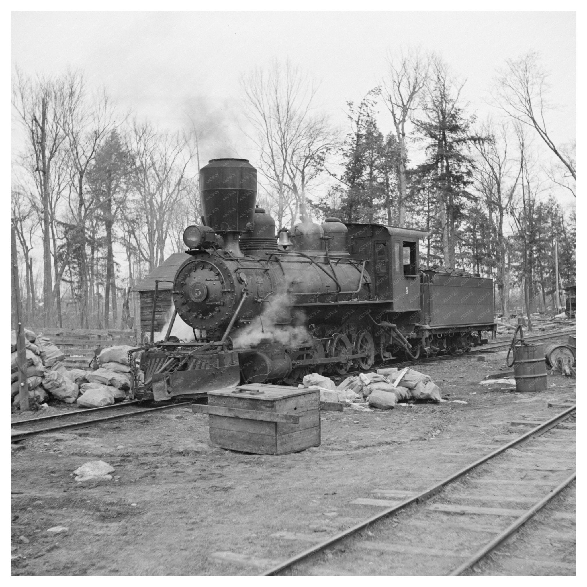 Vintage Lumber Camp Locomotive Forest County Wisconsin 1937 - Available at KNOWOL