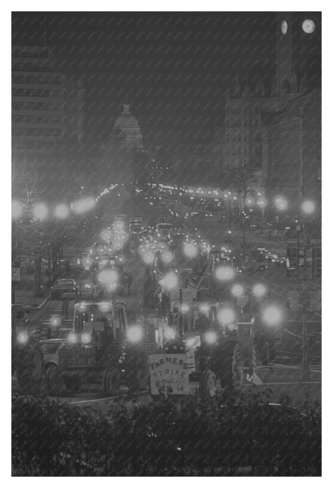 Vintage Photo of Farmers Driving Tractors at Night on Pennsylvania Avenue - Available at KNOWOL