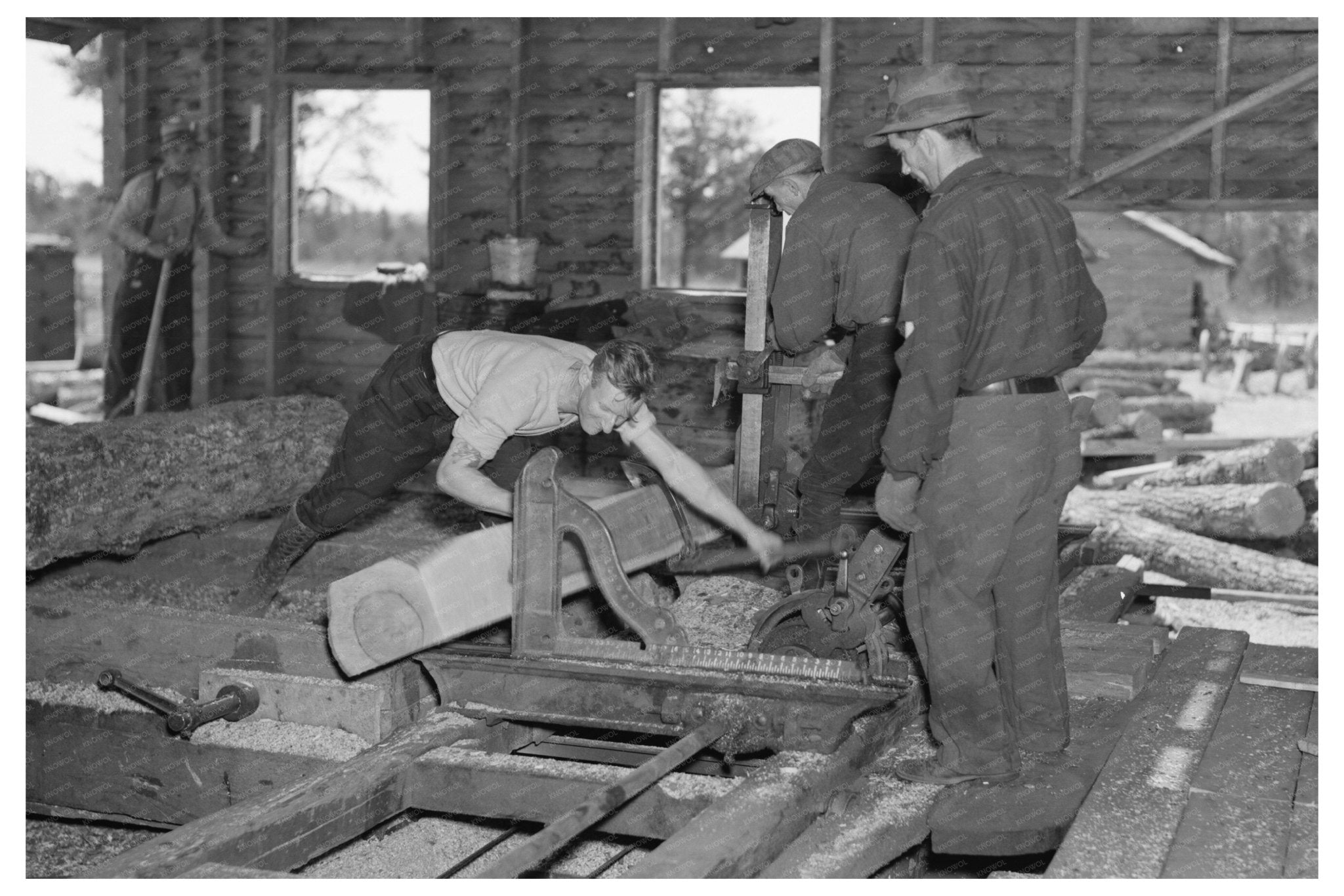 Vintage Sawmill Workers in Gibbs City Michigan 1937 - Available at KNOWOL