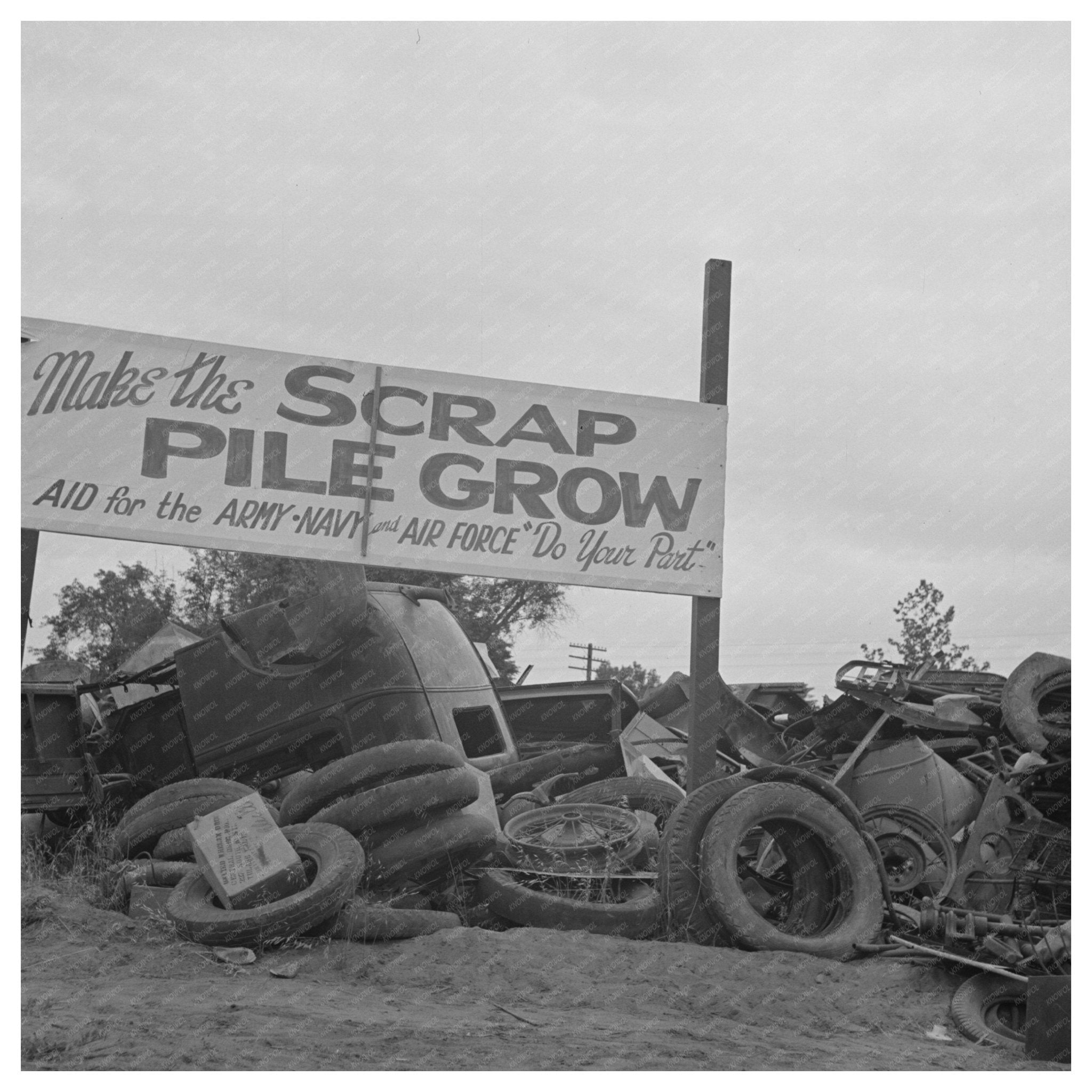 Vintage Scrap Pile in Tulare California June 1942 - Available at KNOWOL