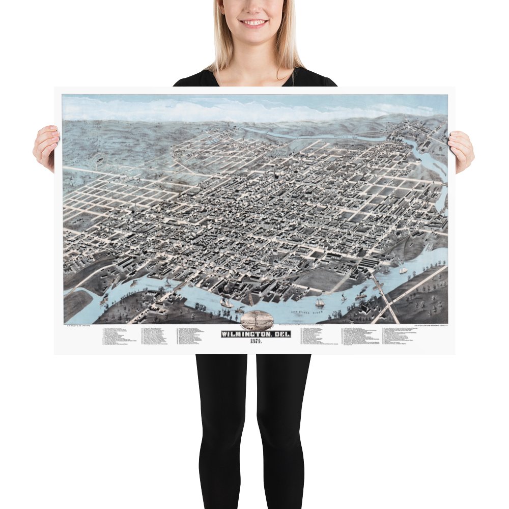 Wilmington, DE 1874 Map - Available at KNOWOL