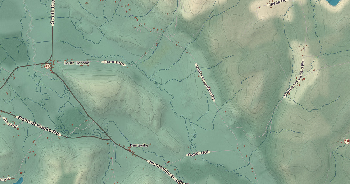 Detailed close-up of the KNOWOL map of Canaan, Connecticut
