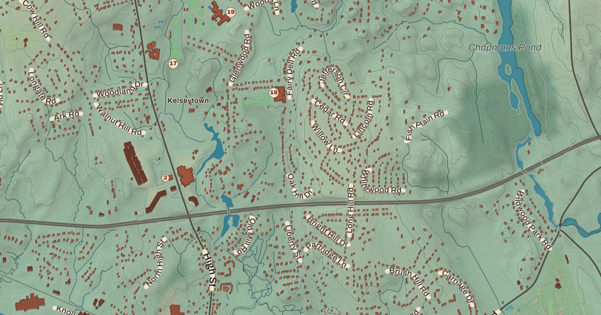 Detailed close-up of the KNOWOL map of Clinton, Connecticut