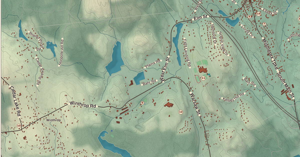 Detailed close-up of the KNOWOL map of Deep River, Connecticut