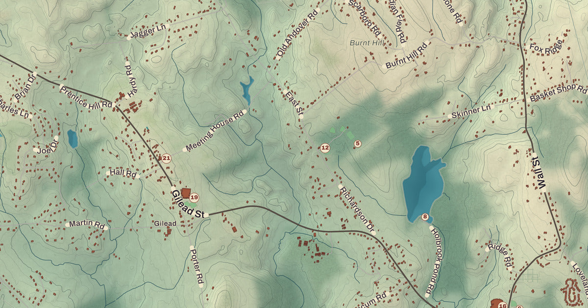 Detailed close-up of the KNOWOL map of Hebron, Connecticut